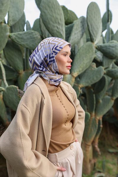 İpekhan Μαλακό κασκόλ LunaLiner Pattern Brown Mink 1166-09
