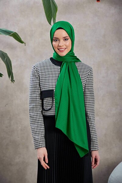 İpekhan Alesa Pattern Silky Jacquard Shawl Green 9003-04