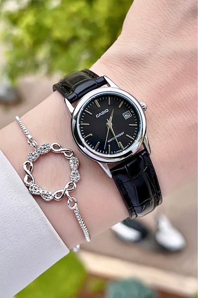 Casio Women's Wristwatch with Case Metallic Cord Black Color 24 Months Warranty