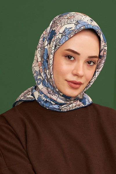 İpekhan Μοντέλο Celosia Blue βαμβακερό κασκόλ βισκόζης