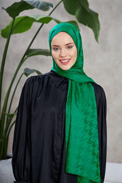 İpekhan Μοτίβο Neo Houndstooth Μεταξένιο Ζακάρ Σάλι Πράσινο 9010-04