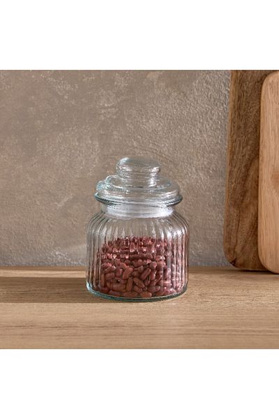 Home Box Essential Glass Ribbed Jar - 500 ml