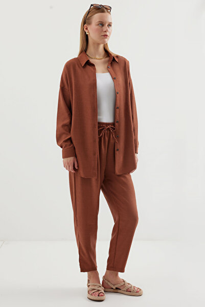 Bigdart 6622 Model Milk Brown Linen Double Set