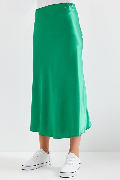 Bigdart Green Satin Skirt - 15806 Model