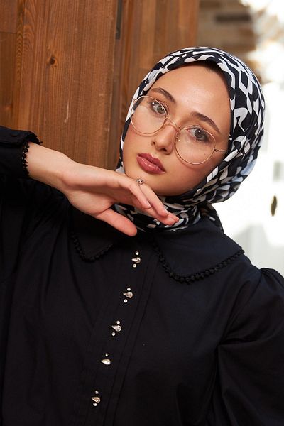 İpekhan Colorday Mono Soft Scarf Black White 1152-17