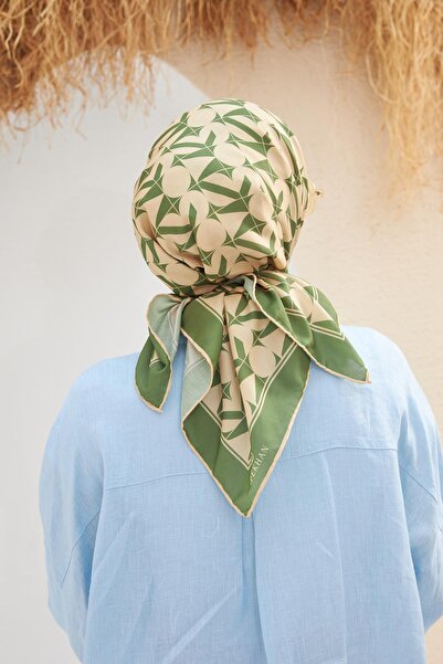 İpekhan Πράσινο κασκόλ με σχέδιο Eva - Φτέρη 1132-13