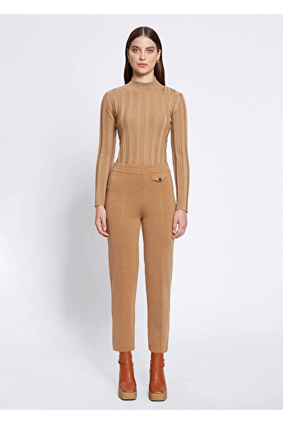 Knitss Cep Detaylı Camel Merino Yün Triko Pantolon