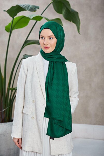 İpekhan Μοτίβο Neo Houndstooth Μεταξένιο Σάλι Ζακάρ Σμαραγδένιο Πράσινο 9010-13