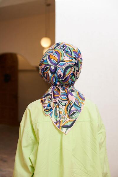 İpekhan Geo Oval Μαλακό Κασκόλ Ροζ Λιλά 1158-03