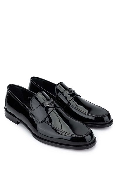 Tamer Tanca Men's Genuine Leather Black Patent Leather Loafers