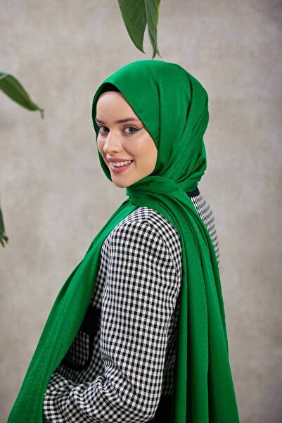 İpekhan Alesa Pattern Silky Jacquard Shawl Green 9003-04