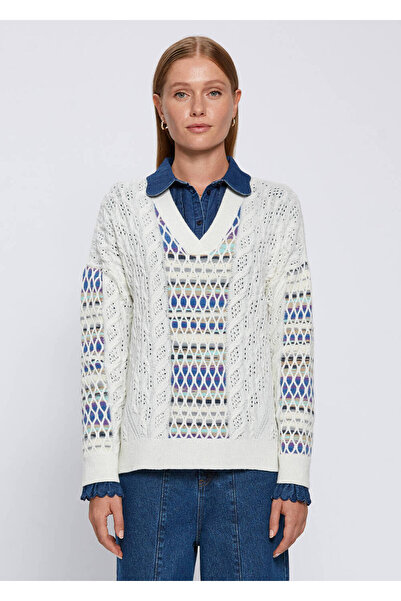 Knitss Ajur Örgü Degrade Blok Triko