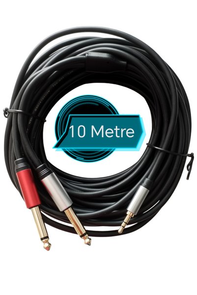 chester Ses Kablosu A Kalite 3.5mm Sterio Erkek 2x6.3mm Mono Erkek Y Kablo 10 Metre Avrupai Kalite..