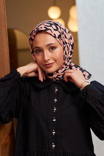 İpekhan Colorday Mono Soft Scarf Pink Black 1152-20