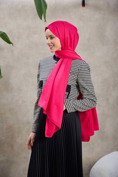 İpekhan Alesa Pattern Silky Jacquard Shawl Pink 9003-01