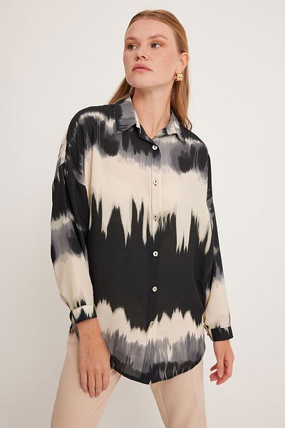 Bigdart Cămașă oversize cu model portocaliu negru pentru femei 5923