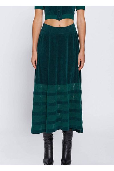 Knitss Fusta verde din tricot cu textura de catifea