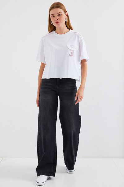 Bigdart 4321 Oversize T-Shirt με λεπτομέρεια τσέπης - Λευκό