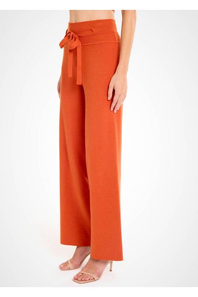 Knitss Orange Knitwear Trousers with Lace-Up Waist