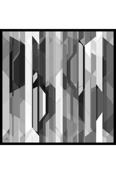 İpekhan Γεωμετρικό μαύρο βαμβακερό κασκόλ βισκόζης