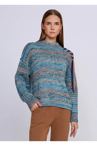 Knitss Tricotaj albastru amestecat de lână din bumbac organic