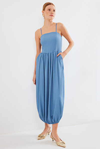 Bigdart 2492 Μοντέλο Indigo Πλεκτό Φόρεμα Salopet Strap