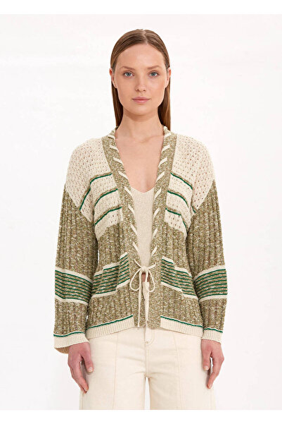 Knitss Bağcık Detaylı Renk Geçişli Triko Hırka