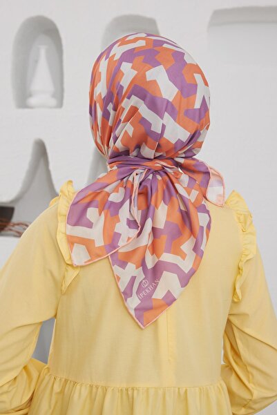 İpekhan Relax Geometirk Венера М'яка шарф бузковий помаранчевий 1137-09