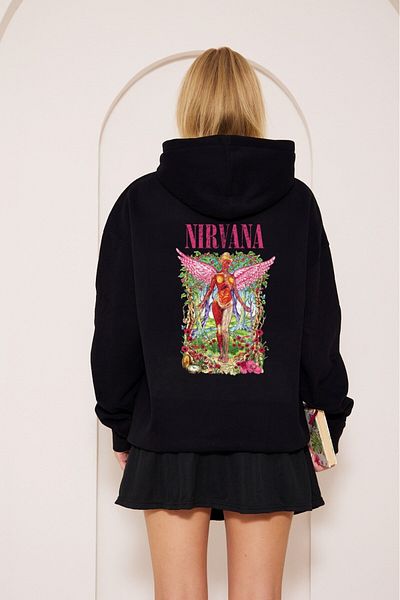 The Champ Clothing Φούτερ με κουκούλα Fleece Pink Nirvana με στάμπα μαύρο Unisex Hoodie
