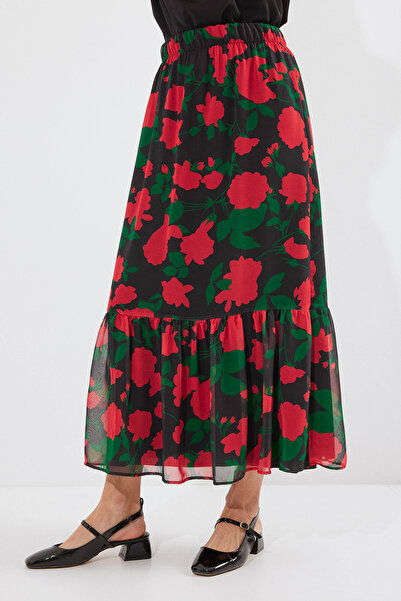 Bigdart 8010 Vzorovaná šifonová sukně - F. Černá