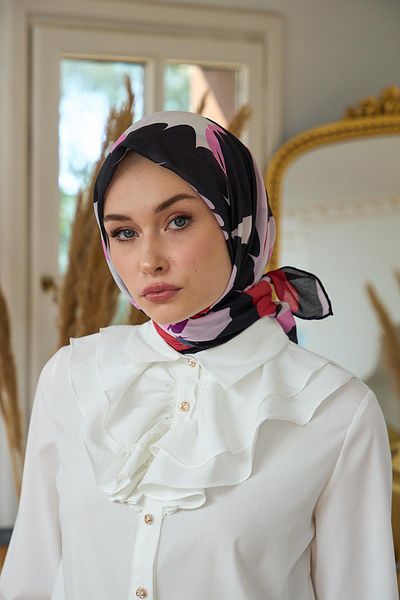 İpekhan Μαλακό κασκόλ Μαύρο κόκκινο Summer Sparkle Collection - 1189-06