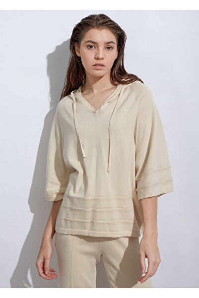 Knitss Πλεκτό μπλουζάκι από οργανικό βαμβάκι σε κρεμ χρώμα