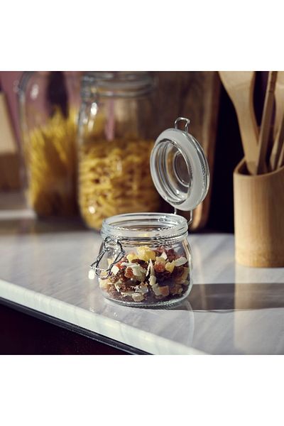 Home Box Atlanta Glass Canister with Metal Clip - 450 ml