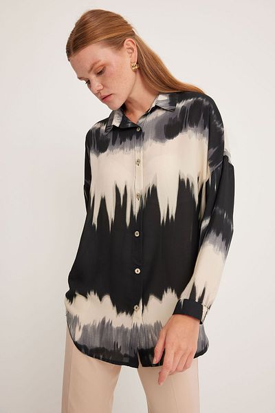 Bigdart Cămașă oversize cu model portocaliu negru pentru femei 5923