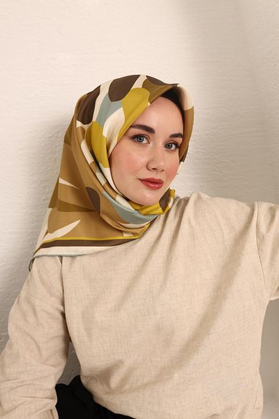 Silk Home Twill Silk Scarf Oil Green, Mint, Mustard Yellow, Brown, Mink 11408-39
