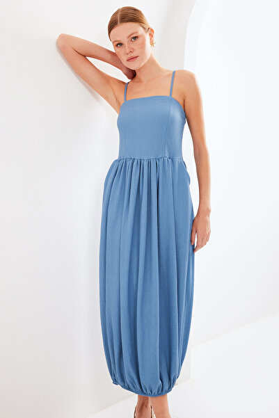 Bigdart 2492 Μοντέλο Indigo Πλεκτό Φόρεμα Salopet Strap