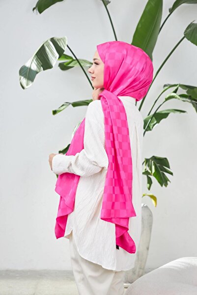 İpekhan Νέο μοτίβο σκακιέρας μεταξένιο ζακάρ σάλι φούξια 9007-03