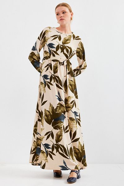 Bigdart 1525 Gestricktes Hijab-Kleid – B. Khaki