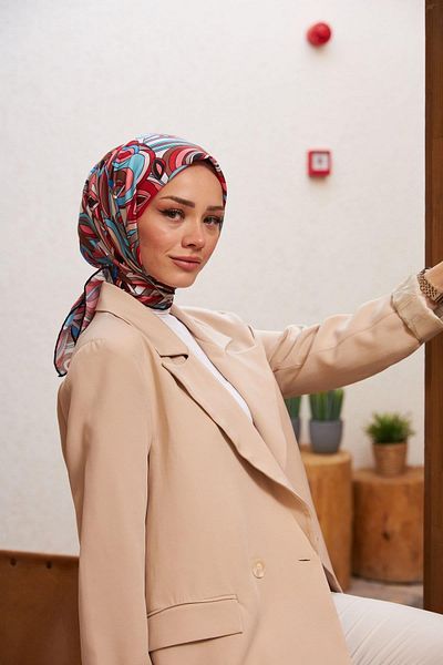 İpekhan Geo Oval Soft Scarf Red 1158-07