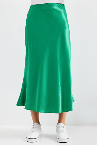 Bigdart Green Satin Skirt - 15806 Model