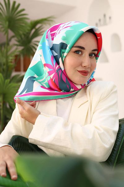 Silk Home Eșarfă din mătase sarg mentă, roz, albastru bebeluș, albastru, albastru petrol 11406-01