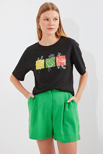 Bigdart 913 Baskılı Örme Basic Tişört - Siyah