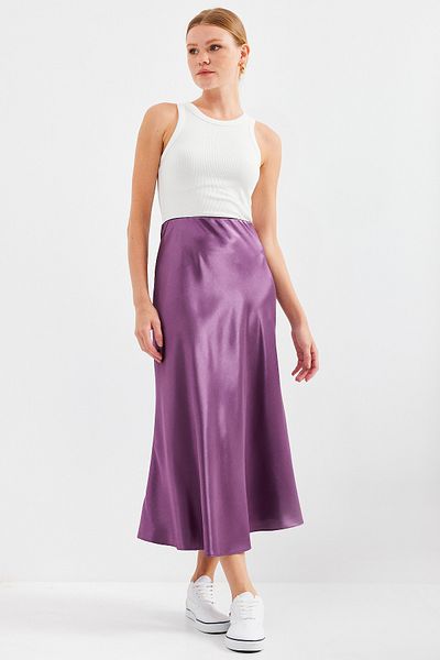 Bigdart 15806 Model Dark Lilac Satin Skirt