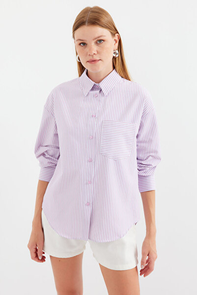 Bigdart 20212 Pink Oversize egyzsebű csíkos ing