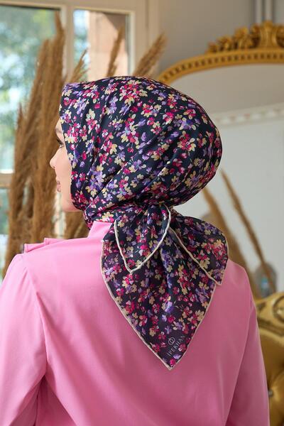 İpekhan Soft Scarf Dark Blue Lilac Summer Sparkle Collection - 1191-06