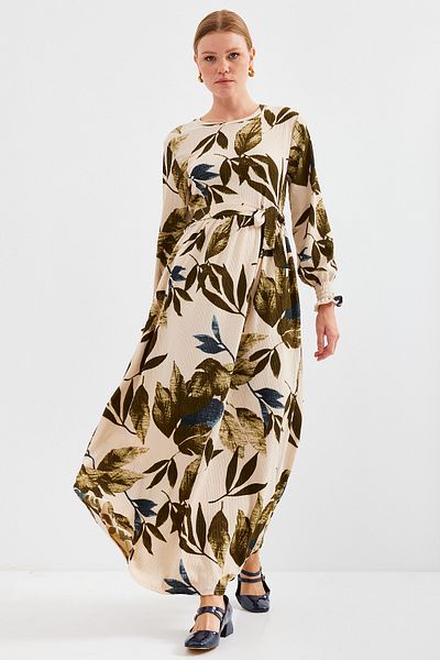 Bigdart 1525 Gestricktes Hijab-Kleid – B. Khaki