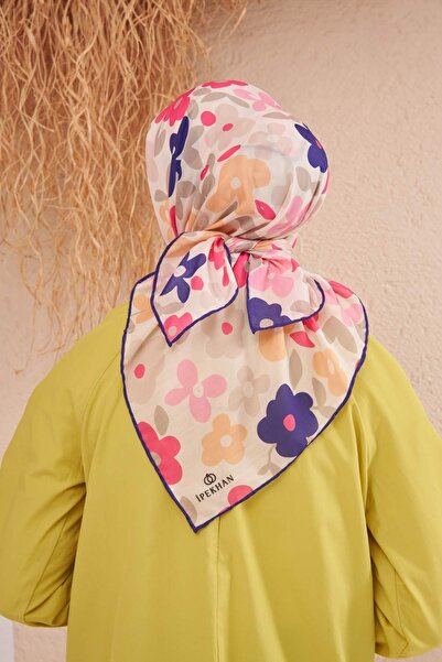 İpekhan Фіолетовий віскозний шовковий шарф Flowers 1122-03