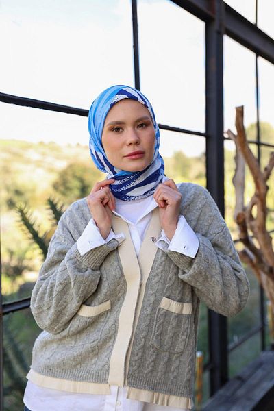 İpekhan Μαλακό κασκόλ Amanda Pattern Navy Blue 1170-12
