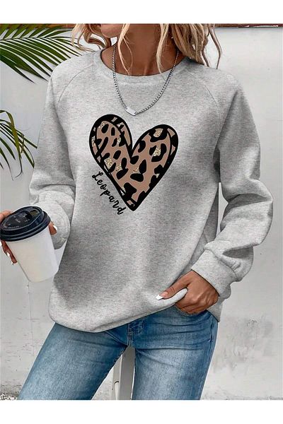 Deocept Φούτερ με στάμπα καρδιάς Oversize Crew Neck