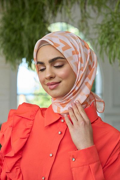 İpekhan Salmon Orange Soft Scarf Summer Sparkle Collection - 1187-07